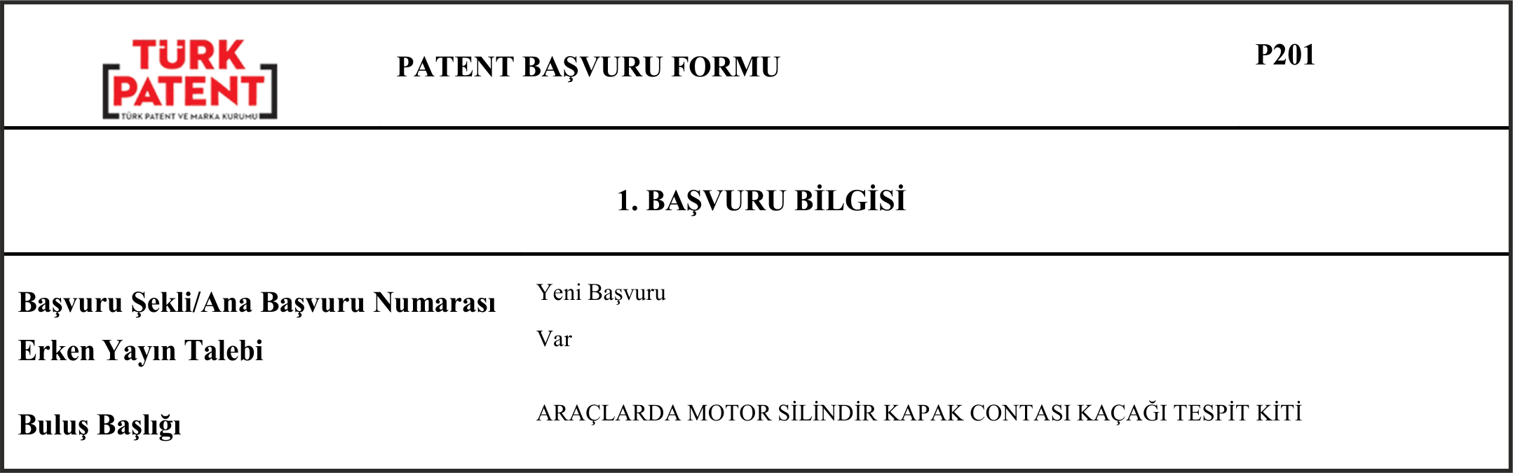 Motor Conta Testi Patent Başvurusu